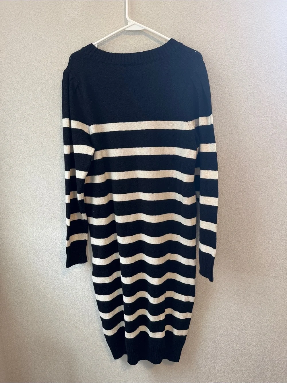 Lane Bryant Black and White Striped Long-Sleeve Sweater Dress - Picture 2 of 2
